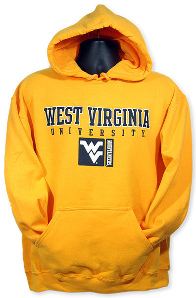 HOODED SWEATSHIRT West Virginia U WV Box GOLD