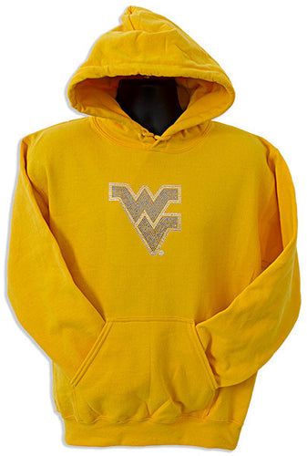 HOODED SWEATSHIRT - Sapphire Flying WV Rhinestone GOLD