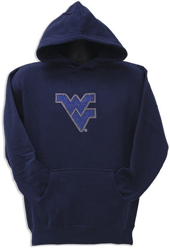 HOODED SWEATSHIRT - Sapphire Flying WV Rhinestone NAVY