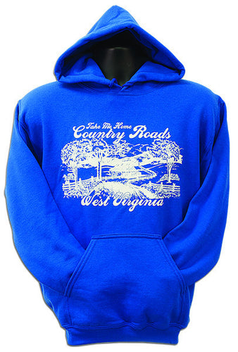 HOODED SWEATSHIRT West Virginia Country Roads ROYAL
