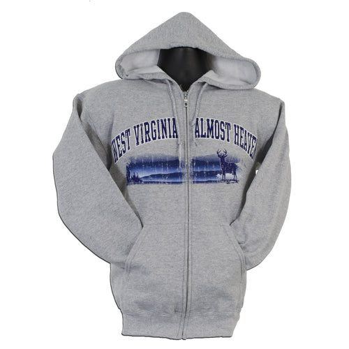 SWWV09G Hooded Zip Sweatshirt West Virginia Almost Heaven SPORT GREY