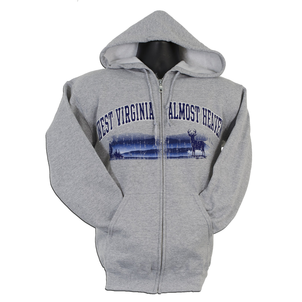 SWWV09G Hooded Zip Sweatshirt West Virginia Almost Heaven SPORT GREY