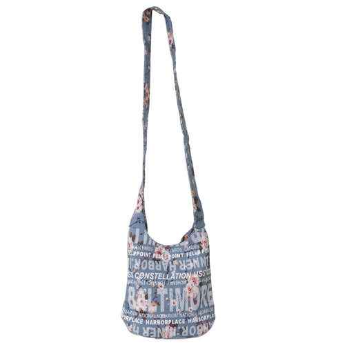 TBBM12 Sling Bag / SM - Baltimore Flowers LIGHT DENIM