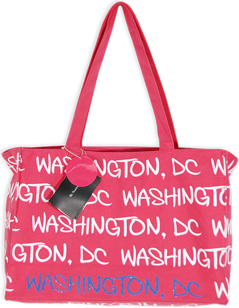 Robin Ruth Tote Bag - MEDIUM- Fuschia with White/Blue Washington DC 