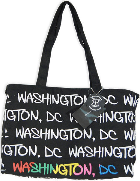 Robin Ruth Tote Bag - MEDIUM- Black with Rainbow Washington DC 