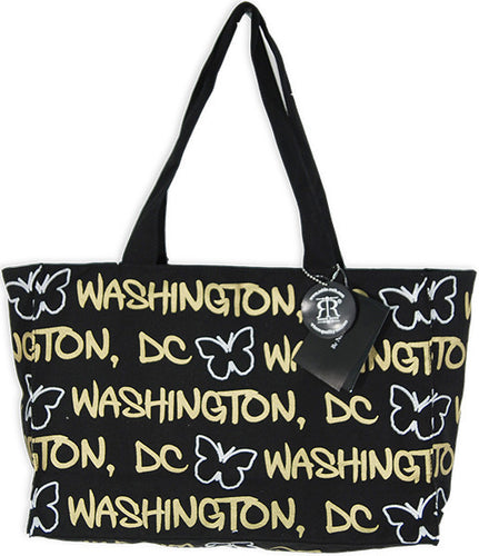 Robin Ruth Tote Bag - MEDIUM- Black Gold Butterfly Washington DC 