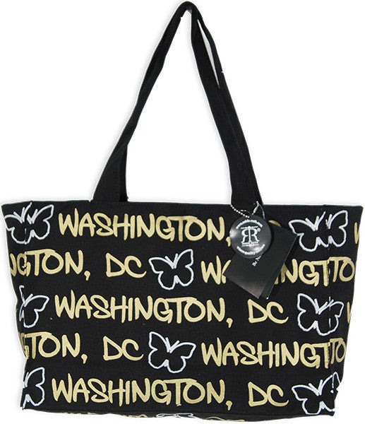 Robin Ruth Tote Bag - MEDIUM- Black Gold Butterfly Washington DC 