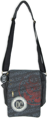 Robin Ruth Messenger Bag MEDIUM Stamp - Washington DC BLACK 