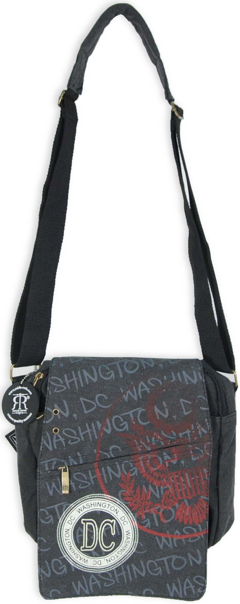 Robin Ruth Messenger Bag MEDIUM Stamp - Washington DC BLACK 