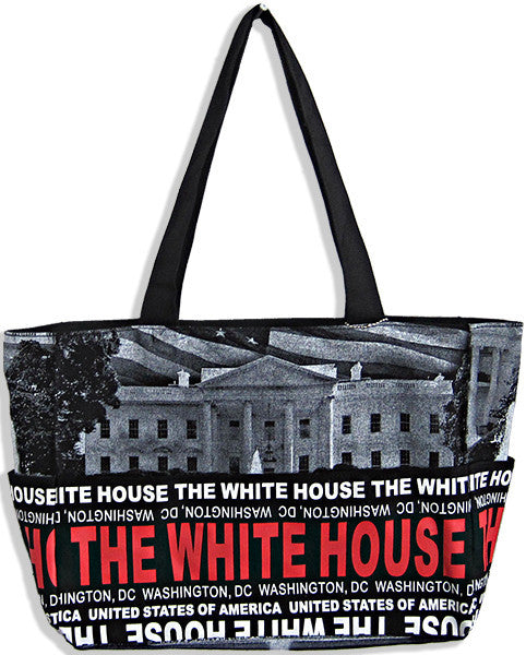 Robin Ruth Tote Bag - White House Skyline Black/White/Red Word 