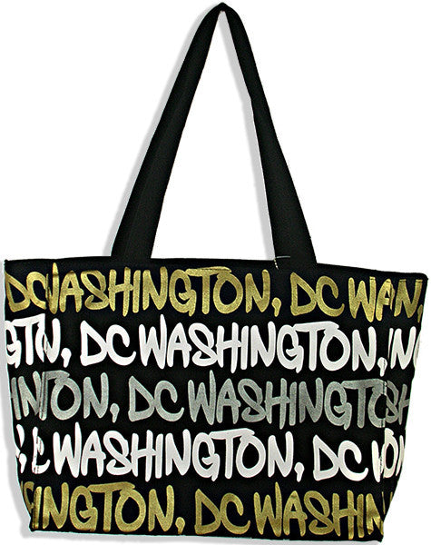 Robin Ruth Tote Bag - MEDIUM - Black/White/Gold Washington DC 