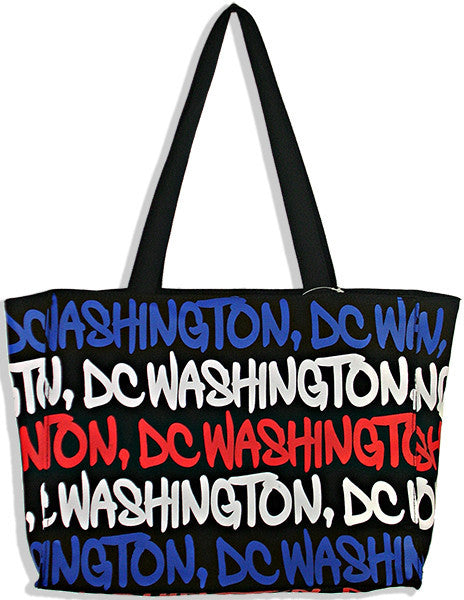 Robin Ruth Tote Bag - MEDIUM - Black/Patriotic Washington DC 