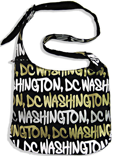 Round Sling Bag - Black/White/Gold Washington DC 