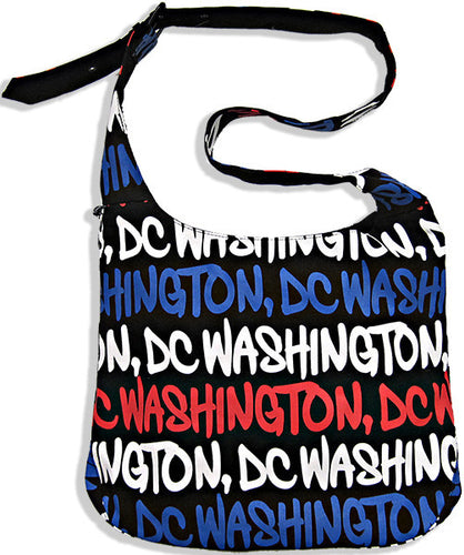 Round Sling Bag - Black/Patriotic Washington DC 