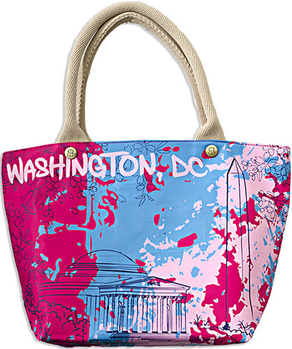Robin Ruth Tote Bag - Splatter Pink/Blue Washington DC 