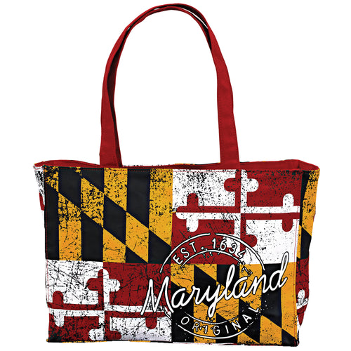 Robin Ruth Tote Bag - MEDIUM - Red with Maryland Flag 