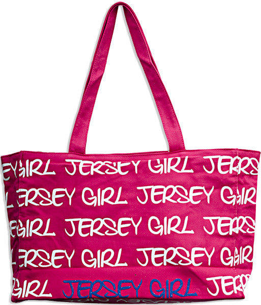 Robin Ruth Tote Bag - MEDIUM - Fuschia/White/Blue Jersey Girl