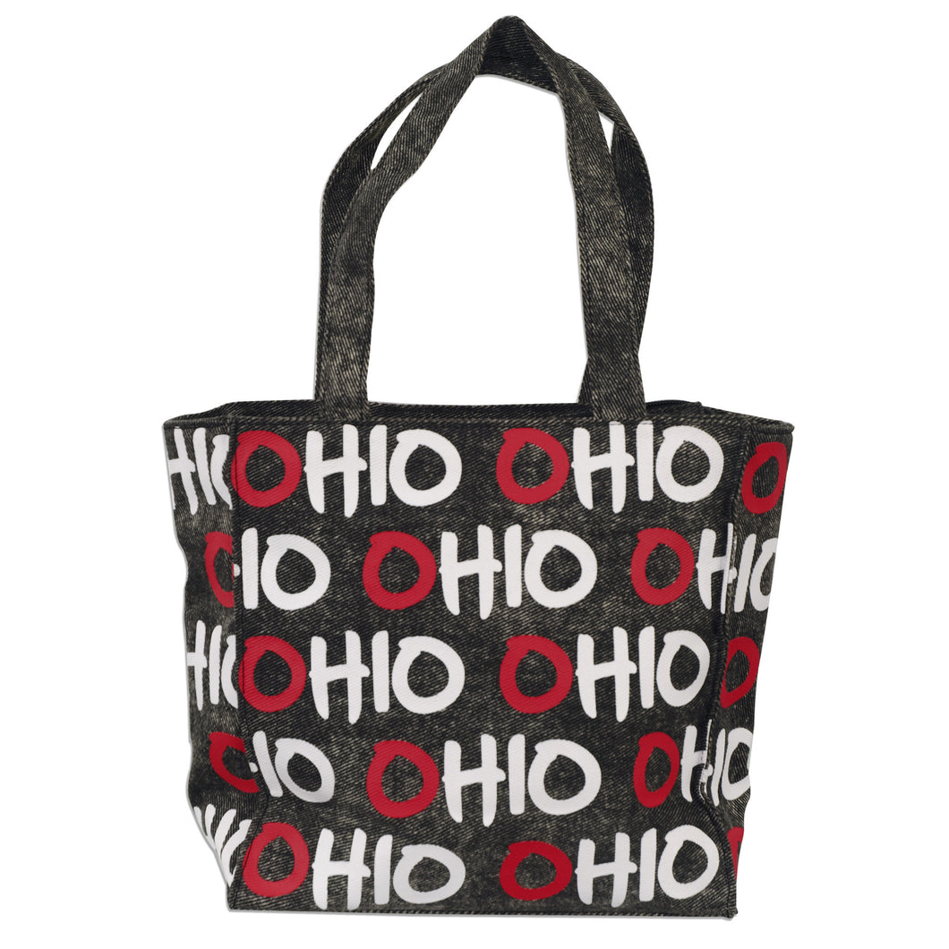 Tote Bag Small / Ohio Repeat - Washed CHARCOAL