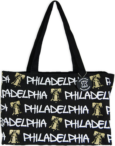 Robin Ruth Tote Bag - MED Philadelphia Bell Black/White/Gold