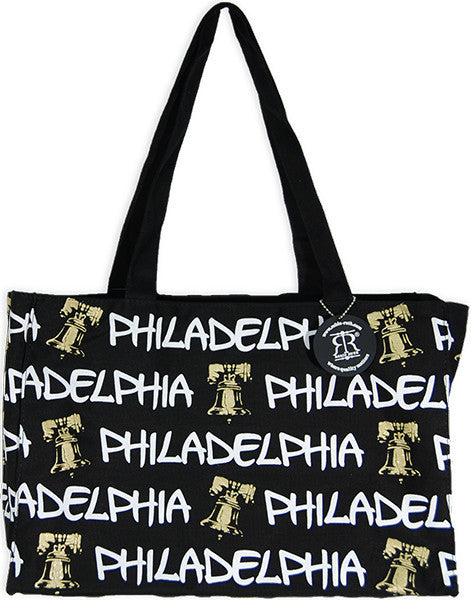 Robin Ruth Tote Bag - MED Philadelphia Bell Black/White/Gold