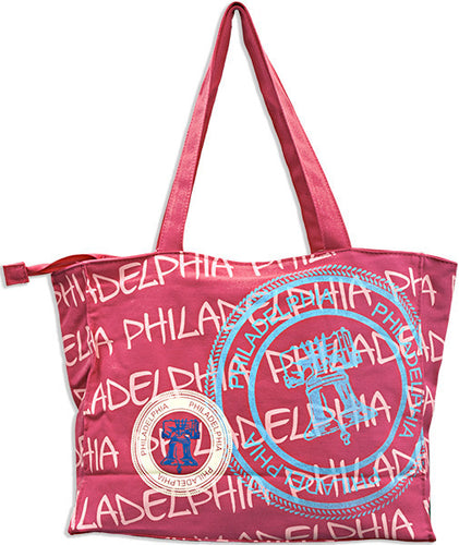 Robin Ruth Tote Bag - MED Philadelphia Stamp FUSCHIA
