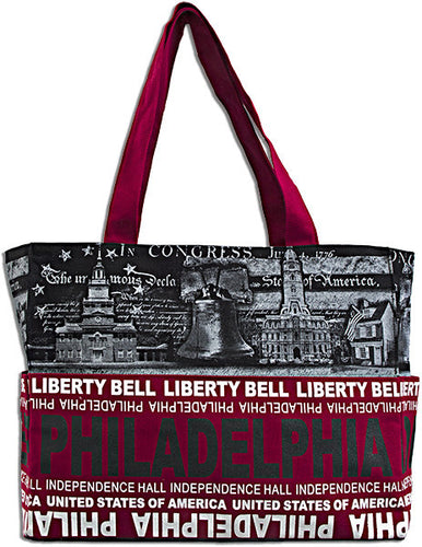 Robin Ruth Tote Bag - Philadelphia Skyline Black/Red 