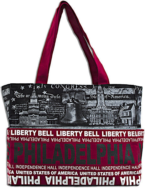 Robin Ruth Tote Bag - Philadelphia Skyline Black/Red 