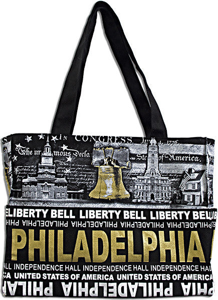 Robin Ruth Tote Bag - Philadelphia Skyline Black/White/Gold 