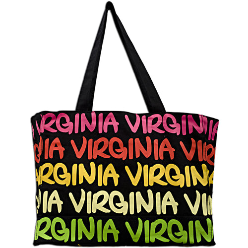 Robin Ruth Tote Bag - MED- Black with Rainbow Virginia 