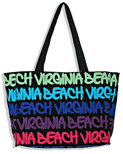 Robin Ruth Tote Bag - MEDIUM -Virginia Beach Black/Rainbow 