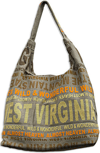 Robin Ruth Tote Bag - Big City- Khaki/Orange West Virginia 