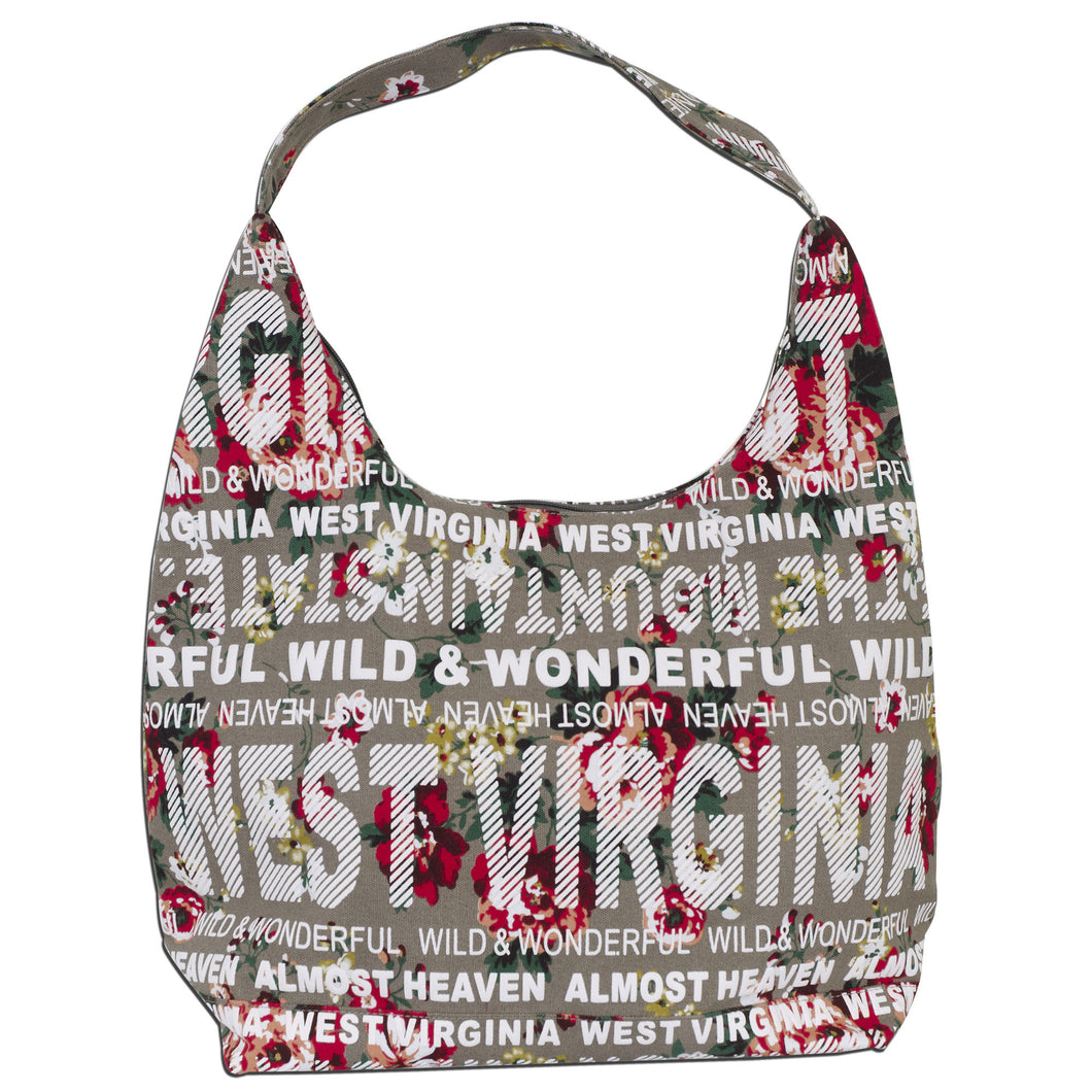 TBWV07 Tote Bag / Flowers - West Virginia TAN