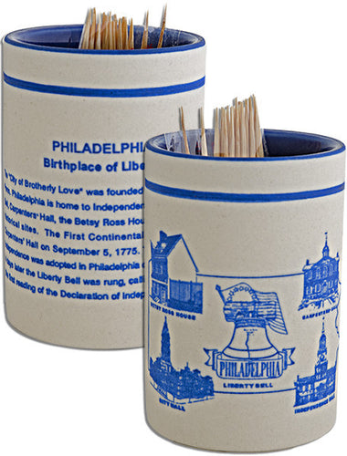 Toothpick Holder Etched Philadelphia