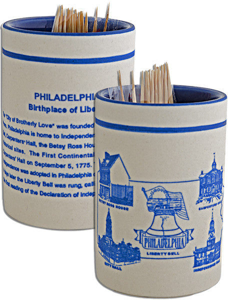 Toothpick Holder Etched Philadelphia