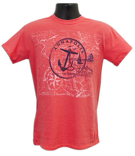 T-Shirt Annapolis Circle Anchor CORAL SILK