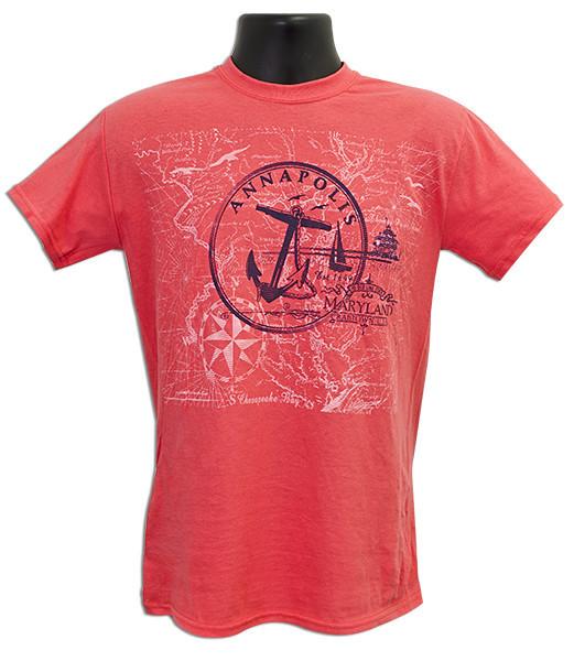 TSAM02C T-Shirt Annapolis Circle Anchor CORAL SILK