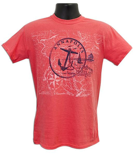 TSAM02C T-Shirt Annapolis Circle Anchor CORAL SILK