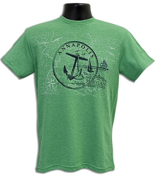 TSAM02K T-Shirt Annapolis Circle Anchor KELLY HEATHER
