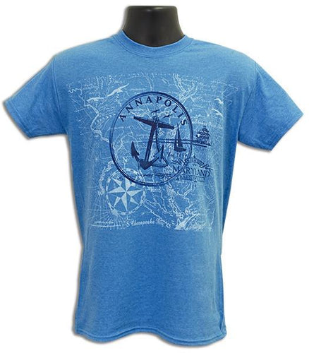 TSAM02S T-Shirt Annapolis Circle Anchor HEATHER SAPPHIRE