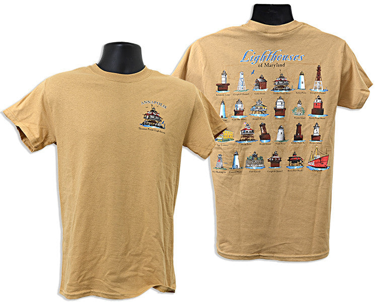 T-Shirt Annapolis Lighthouses 2-Sided OLD GOLD