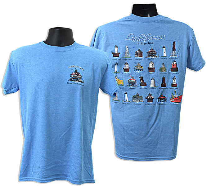 T-Shirt Annapolis Lighthouses 2-Sided HEATHER SAPPHIRE