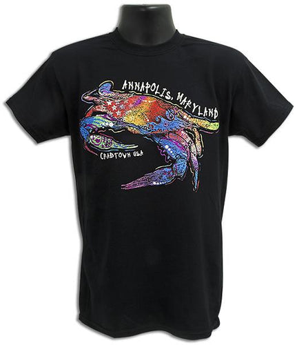 TSAM09B T-Shirt Mosaic Crab Annapolis BLACK