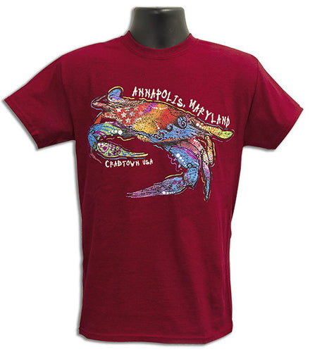T-Shirt Mosaic Crab Annapolis ANTIQUE CHERRY