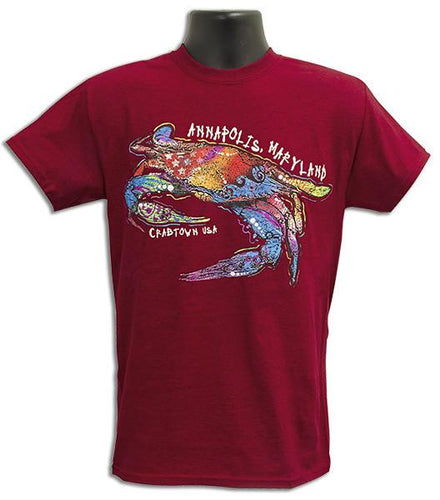 TSAM09C T-Shirt Mosaic Crab Annapolis ANTIQUE CHERRY