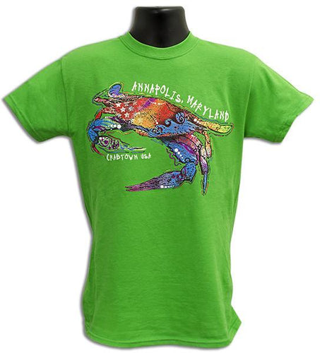 TSAM09E T-Shirt Mosaic Crab Annapolis ELECTRIC