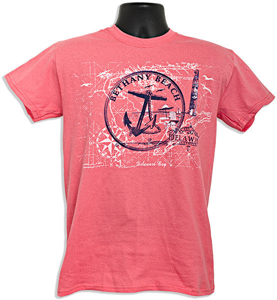 T-Shirt Bethany Beach Anchor Circle CORAL SILK