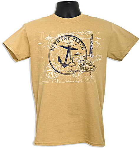 T-Shirt Bethany Beach Anchor Circle OLD GOLD