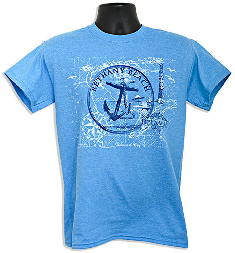 T-Shirt Bethany Beach Anchor Circle HEATHER SAPPHIRE