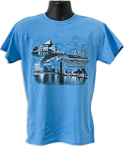 TSBM04S T-Shirt Baltimore Scroll Scene HEATHER SAPPHIRE