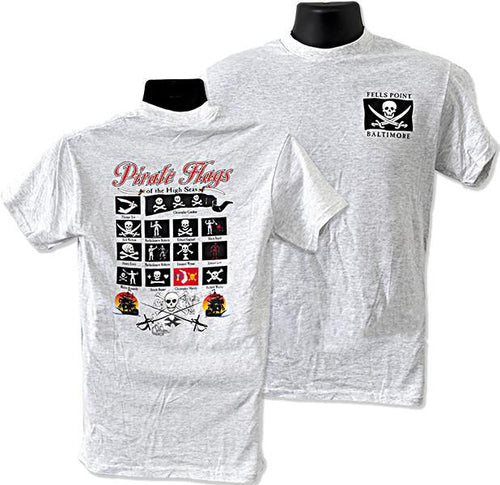 TSBM06A3 T-Shirt Pirate Flags Fells Point / Baltimore Ash